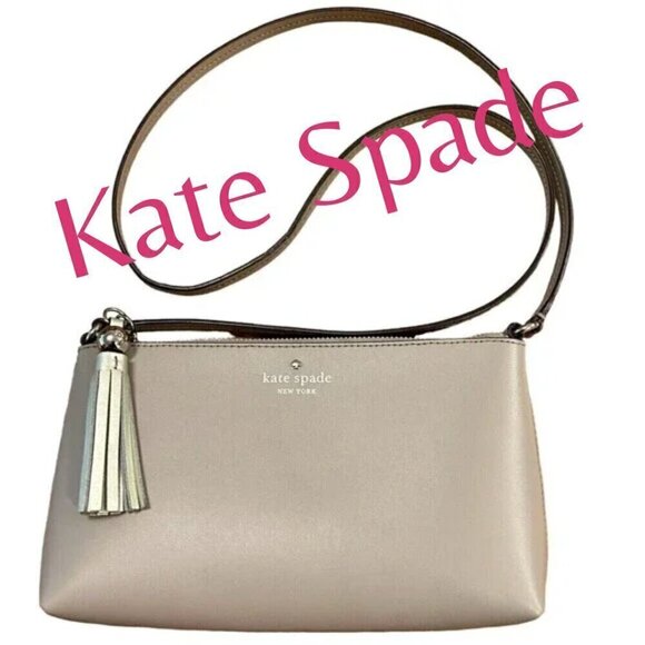 Kate Spade New York Crossbody Bag Ivy Street Amy Smooth Gray Leather - Picture 1 of 12